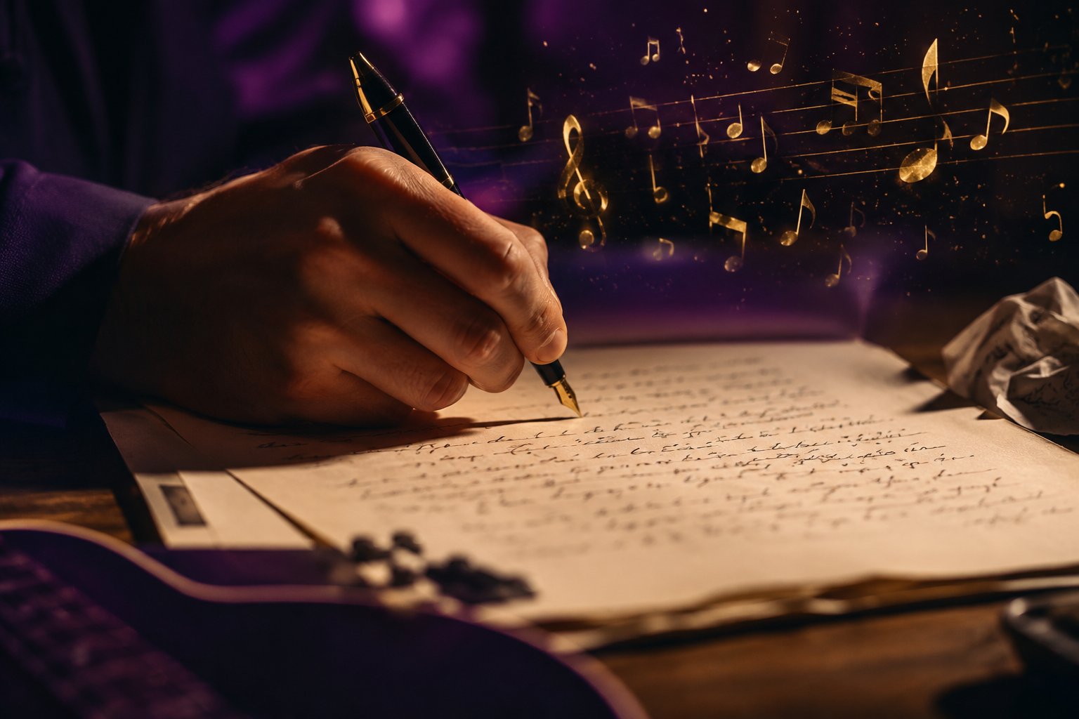 Un humain écrit les paroles